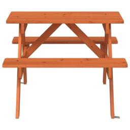 Berkfield Home Picnic Table for 4 Kids with Umbrella Hole Solid Wood Fir in Brown - thumbnail 4