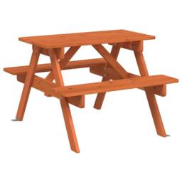 Berkfield Home Picnic Table for 4 Kids with Umbrella Hole Solid Wood Fir in Brown - thumbnail 2