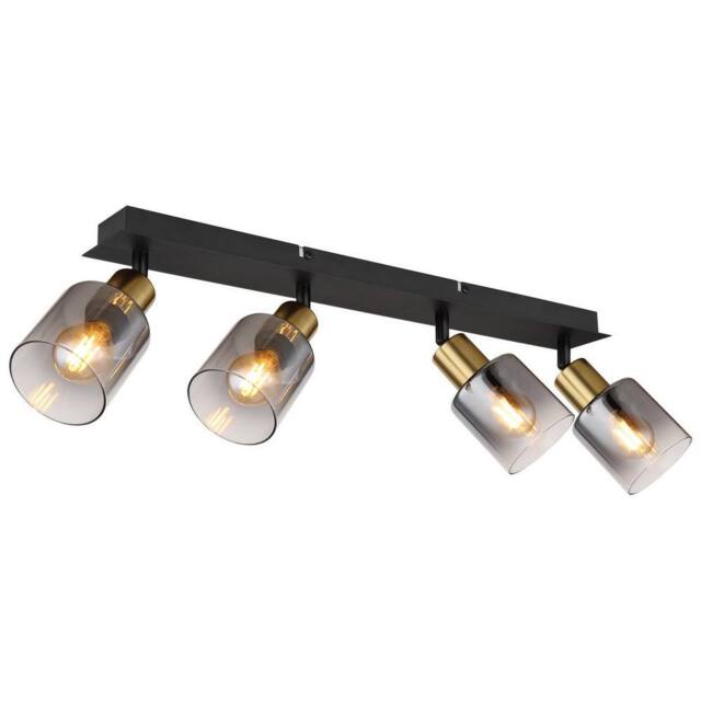 Netlighting Hollsy Ceiling Spotlight Bar Matt Black Smoke Glass Shade 4x E14 - image 1
