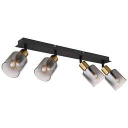 Netlighting Hollsy Ceiling Spotlight Bar Matt Black Smoke Glass Shade 4x E14 - thumbnail 2
