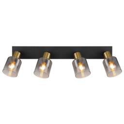Netlighting Hollsy Ceiling Spotlight Bar Matt Black Smoke Glass Shade 4x E14 - thumbnail 4