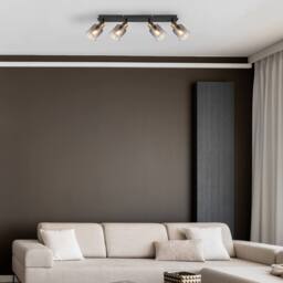 Netlighting Hollsy Ceiling Spotlight Bar Matt Black Smoke Glass Shade 4x E14 - thumbnail 6