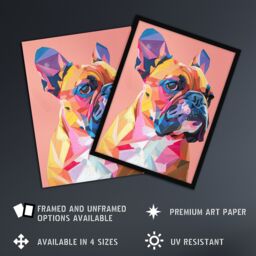 "Artery8 Dog Lover Geometric French Bulldog Portrait Wall Art Print - Size: W24"" x H32""" - thumbnail 2