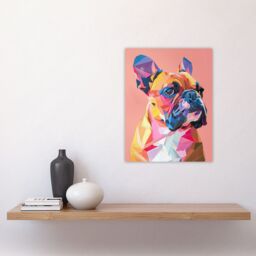 "Artery8 Dog Lover Geometric French Bulldog Portrait Wall Art Print - Size: W24"" x H32""" - thumbnail 4