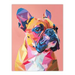 "Artery8 Dog Lover Geometric French Bulldog Portrait Wall Art Print - Size: W24"" x H32""" - thumbnail 1