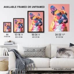 "Artery8 Dog Lover Geometric French Bulldog Portrait Wall Art Print - Size: W24"" x H32""" - thumbnail 3