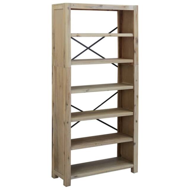 Berkfield Home 6-Tier Bookcase 80x30x170 cm Solid Wood Acacia in Brown - Size: 80 x 30 x 170 cm - image 1
