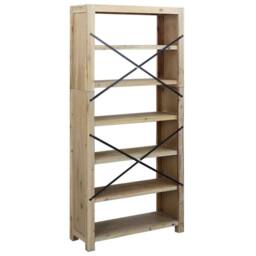 Berkfield Home 6-Tier Bookcase 80x30x170 cm Solid Wood Acacia in Brown - Size: 80 x 30 x 170 cm - thumbnail 5