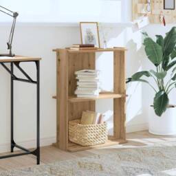 Berkfield Home Bookcase 3-Tier Artisan Oak 60x30x80 cm Engineered Wood in Brown - Size: 60 x 30 x 80 cm - thumbnail 3