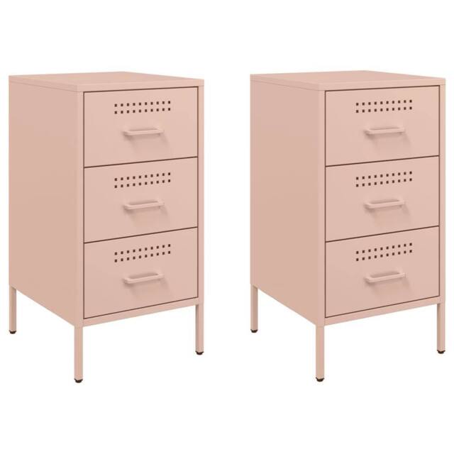 Berkfield Home Bedside Cabinets 2 pcs Pink 36x39x68 cm Steel - Size: 36 x 39 x 68 cm - image 1