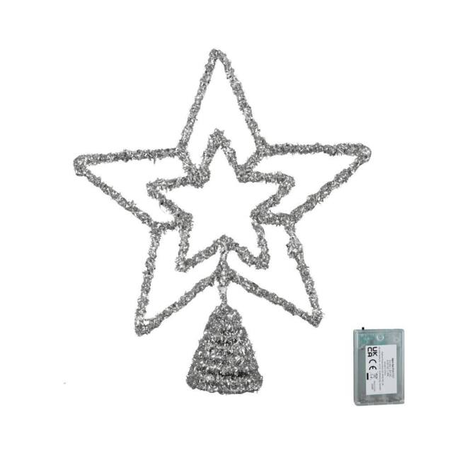 Samuel Alexander Battery Powered Silver Star Tree Topper with White Multi-Action LEDs - image 1