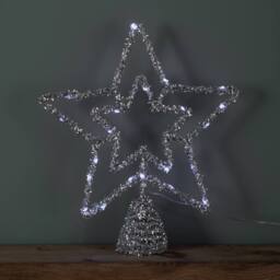Samuel Alexander Battery Powered Silver Star Tree Topper with White Multi-Action LEDs - thumbnail 8