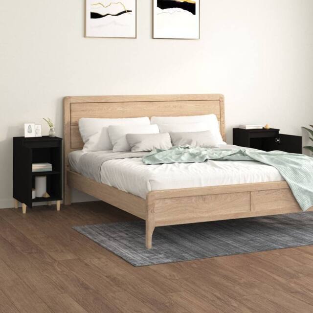 Berkfield Home Classic Bedside Cabinets 2 pcs Black 40x35x70 cm Engineered Wood - Size: 40 x 35 x 70 cm - image 1
