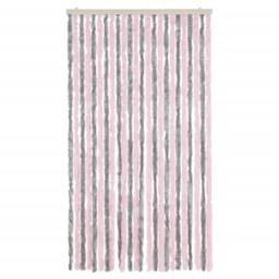 Berkfield Home Soft Fly Curtain Silver Grey & Pink 100x220 cm Chenille