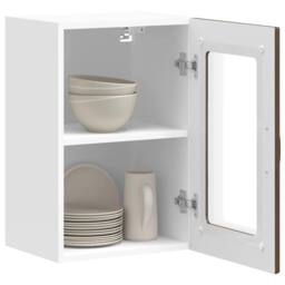 Berkfield Home Kitchen Wall Cabinet with Glass Door Kalmar Brown Oak Engineered Wood - thumbnail 5