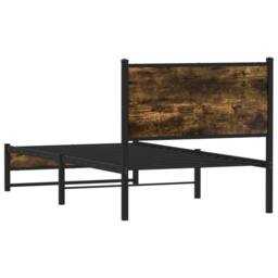 Berkfield Home Metal Bed Frame without Mattress Smoked Oak 90x200 cm in Brown - thumbnail 7