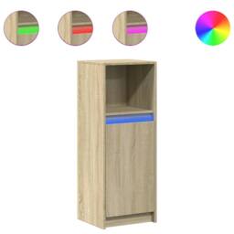 Berkfield Home Sideboard with LED Sonoma Oak 38x34x100 cm Engineered Wood in Light Tan - Size: 38 x 34 x 100 cm - thumbnail 3
