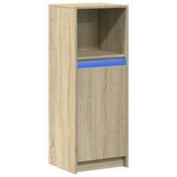 Berkfield Home Sideboard with LED Sonoma Oak 38x34x100 cm Engineered Wood in Light Tan - Size: 38 x 34 x 100 cm - thumbnail 1