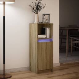 Berkfield Home Sideboard with LED Sonoma Oak 38x34x100 cm Engineered Wood in Light Tan - Size: 38 x 34 x 100 cm - thumbnail 5