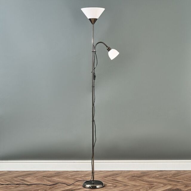 ValueLights Mozz Mother & Child Uplighter Floor Lamp with Adjustable Side Lamp in Black - image 1