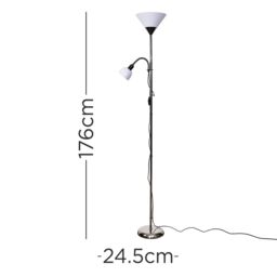 ValueLights Mozz Mother & Child Uplighter Floor Lamp with Adjustable Side Lamp in Black - thumbnail 5