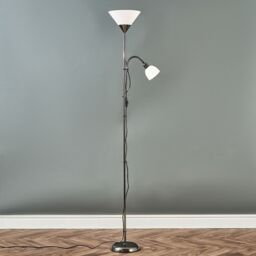 ValueLights Mozz Mother & Child Uplighter Floor Lamp with Adjustable Side Lamp in Black