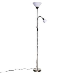 ValueLights Mozz Mother & Child Uplighter Floor Lamp with Adjustable Side Lamp in Black - thumbnail 2