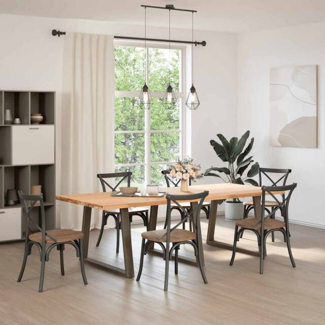 Berkfield Home Dining Table Legs V-Shape 3 pcs Natural Steel 90x(72-73.3) cm Steel in Brown - image 1