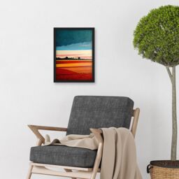 Artery8 Colourful Modern Countryside Landscape Multicoloured Artwork Framed Wall Art Print A4 in Black - thumbnail 2