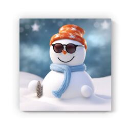 "Warren Reed - Designer Smily Snowman Canvas in White - Size: W30"" x H30""" - thumbnail 2