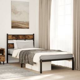 Berkfield Home Metal Bed Frame without Mattress Smoked Oak 80x200 cm in Brown - thumbnail 2