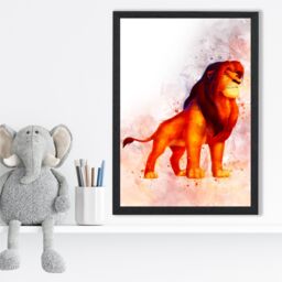 ARTZE Mufasa Watercolour Lion King Framed Print SIZE: A2 with Black Frame in Red - Size: A4 - thumbnail 2