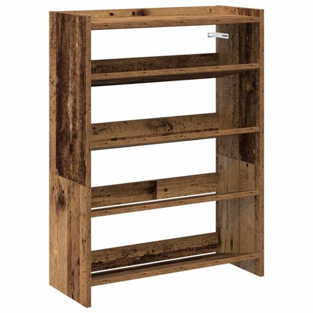 Berkfield Home Shoe Rack Old Wood 60x25x81 cm Engineered Wood in Brown - Size: 60 x 25 x 81 cm - image 1