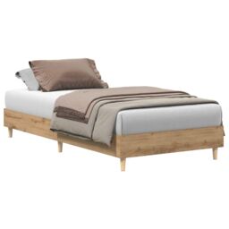 Berkfield Home Bed Frame No Mattress Artisan Oak 75x190 cm Small Single Engineered Wood in Brown - thumbnail 2