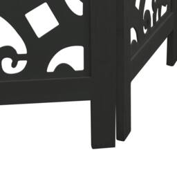 Berkfield Home Room Divider 4 Panels Black Solid Wood Paulownia - thumbnail 7