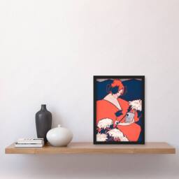 Artery8 Ethel Reed Framed Wall Art The Penny Magazine Cover Woman Reading in Red - Size: A4 - thumbnail 2