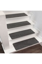 Living and Home 14Pcs Dark Grey Non-Slip Self-Adhesive Thin Stair Treads, 55cm W x 20cm D x 0.2cm H - Size: 55 cm W x 20 cm D x 0.2 cm H - thumbnail 1