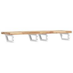 Berkfield Home Elegant Basin Shelf Wall Mounted Steel & Solid Wood Acacia in Brown - thumbnail 6