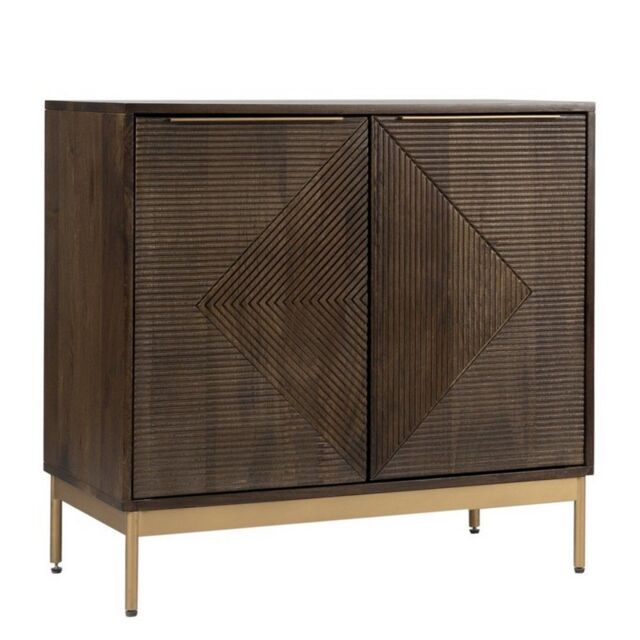 Jaipur Furniture Ltd Zaine Carving Small Sideboard - Mango Wood - L40 x W80 x H76 cm - Dark Finish - Assembly Required in Brown - image 1