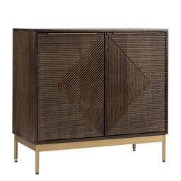 Jaipur Furniture Ltd Zaine Carving Small Sideboard - Mango Wood - L40 x W80 x H76 cm - Dark Finish - Assembly Required in Brown - thumbnail 1