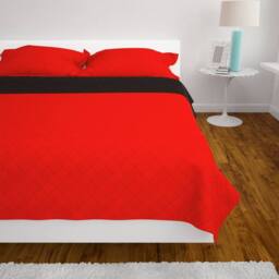 Berkfield Home Decorative Double-sided Quilted Bedspread Red & Black 220x240 cm - thumbnail 4
