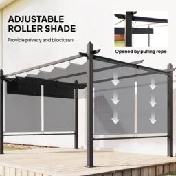 OUTSUNNY Garden Pergola with Retractable Roof Canopy, Dark Grey - Size: 4m x 3m - thumbnail 4