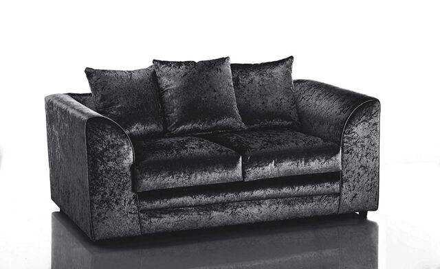 Snugg Furniture UK Limited Aurora Crushed Velvet 2 Seater Sofa in Black - image 1