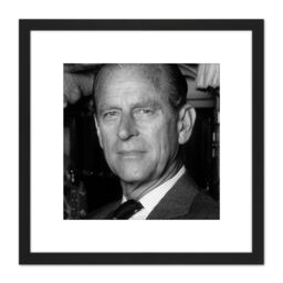 Artery8 Warren Portrait Philip Duke Edinburgh Photo 8X8 Inch Square Wooden Framed Wall Art Print Picture with Mount in Black - thumbnail 1