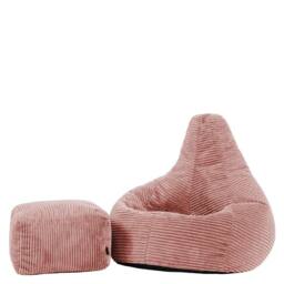 icon Kids Bean Bag Recliner & Footstool Bundle, Jumbo Cord in Pink - Size: Medium - thumbnail 3