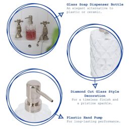 Harbour Housewares 500ml Glass Soap Dispenser - Prism Refillable Hand Wash Bottle with Pump in Clear - thumbnail 2