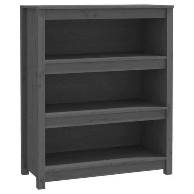 Berkfield Home Book Cabinet Grey 80x35x97 cm Solid Wood Pine - Size: 80 x 35 x 97 cm - image 1
