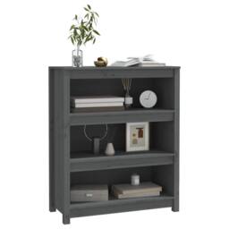 Berkfield Home Book Cabinet Grey 80x35x97 cm Solid Wood Pine - Size: 80 x 35 x 97 cm - thumbnail 4