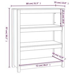 Berkfield Home Book Cabinet Grey 80x35x97 cm Solid Wood Pine - Size: 80 x 35 x 97 cm - thumbnail 8