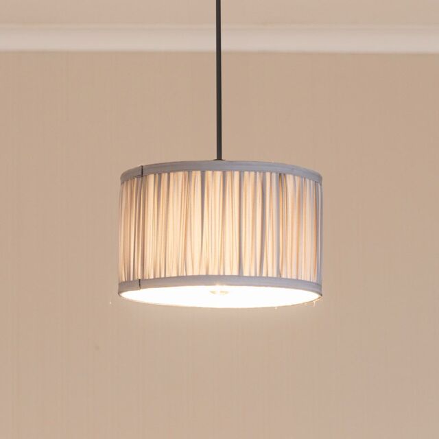 ValueLights Jess Fabric Ruched Pleated Ceiling Floor Table Small Drum Lamp Shade with Bulb in Baby Blue - image 1